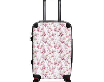 Różowa walizka z motywem kwiatowym Magnolia | Botanical Travel Bagaż