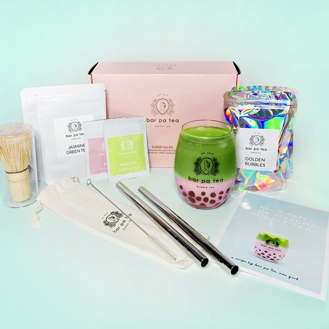 Premium Pink Matcha Latte Bubble Tea Gift Set Vegan Friendly Etsy