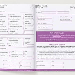 Dermal Filler Consent Form | Editable Purple Aesthetic Template | Digital Download for Aesthetic Clinics & Beauty Practitioners