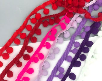 Vintage Embroidered Trim 1 1//2 inch wide Pom Pom Ball Fringe price per yard
