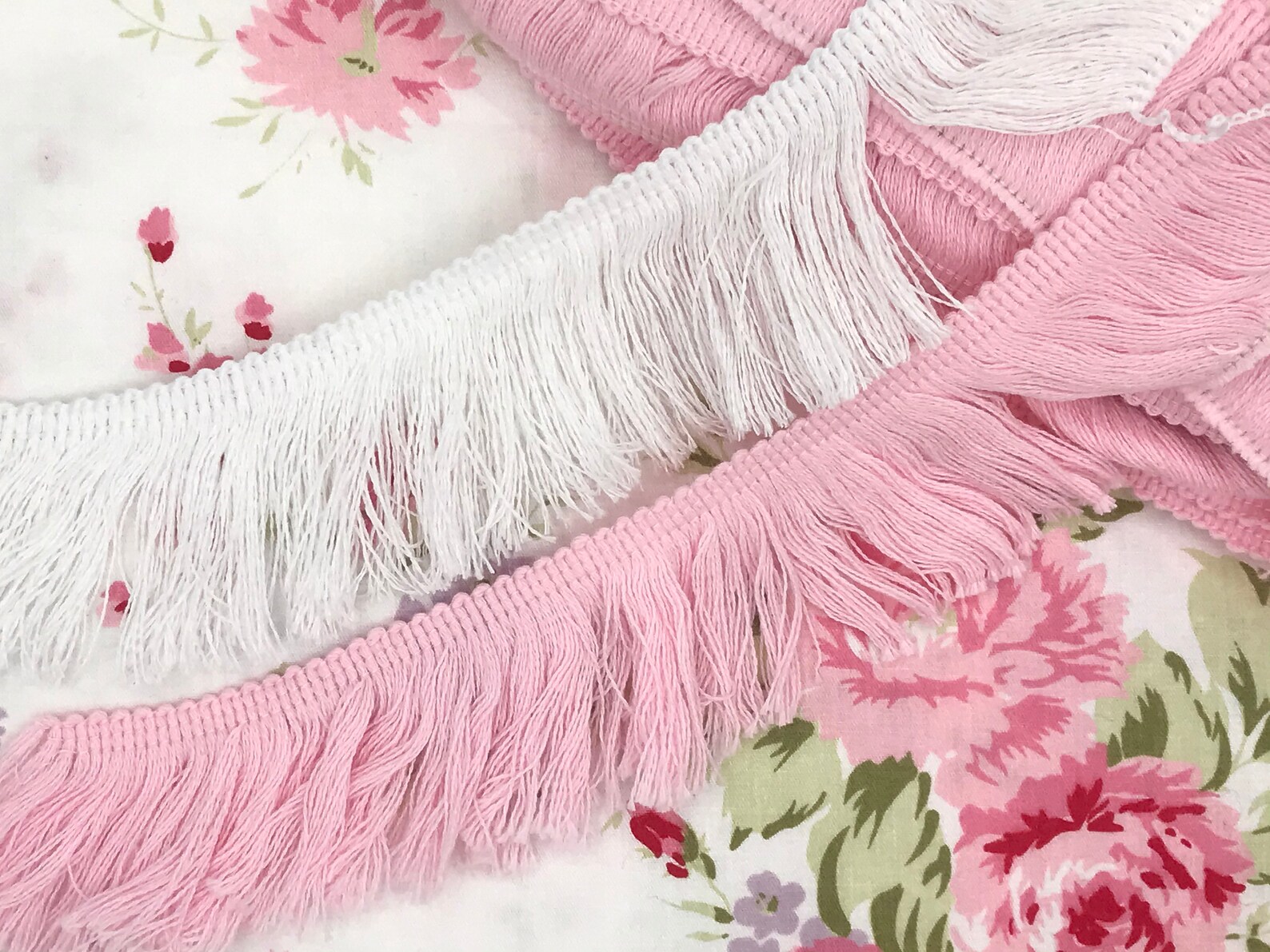 17/8 White Cotton Brush Fringe Trim Soft Pink Brush Etsy