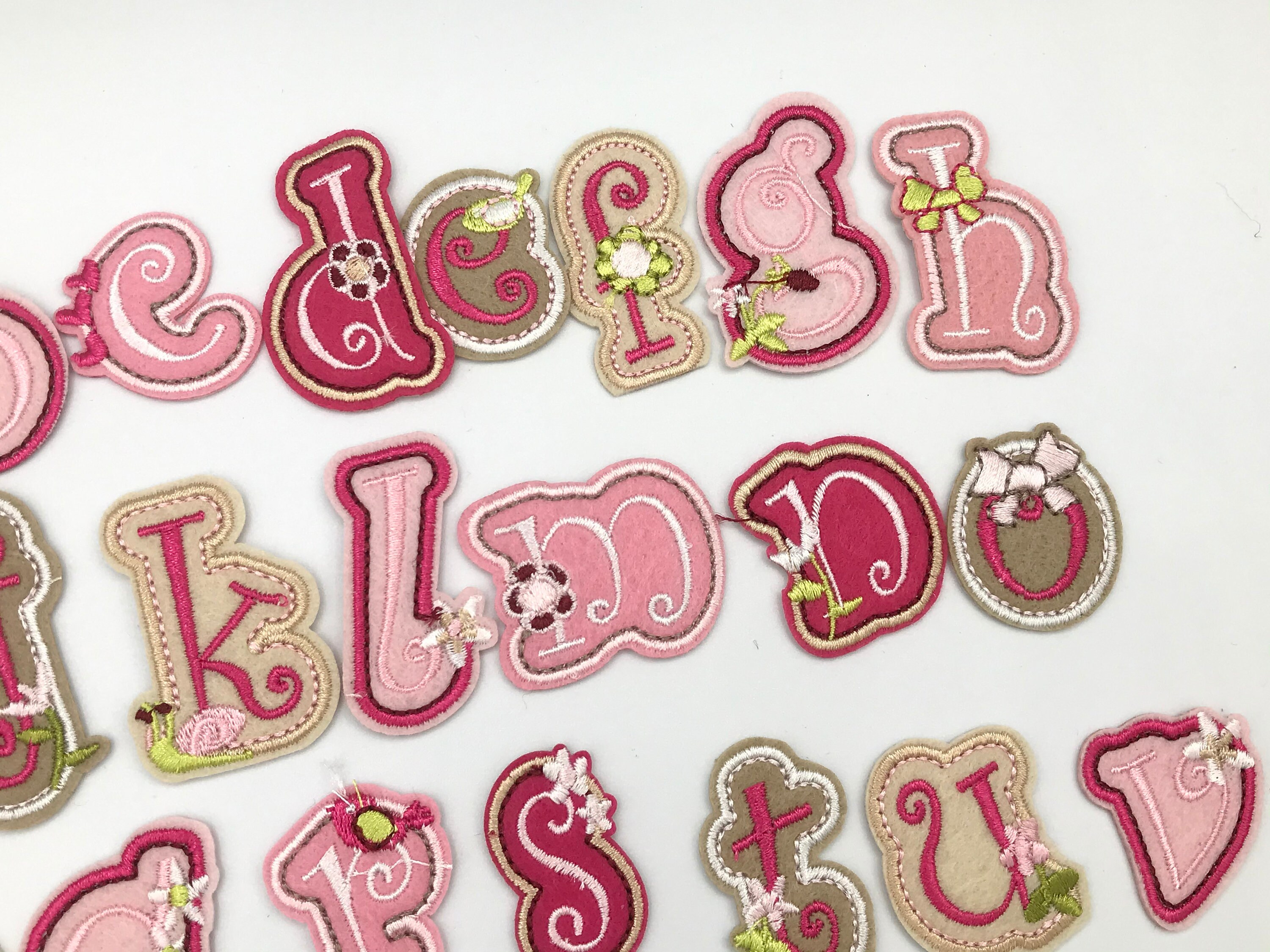 1 Set Pink Embroidered Alphabets AZ Letters Iron On Patches Etsy