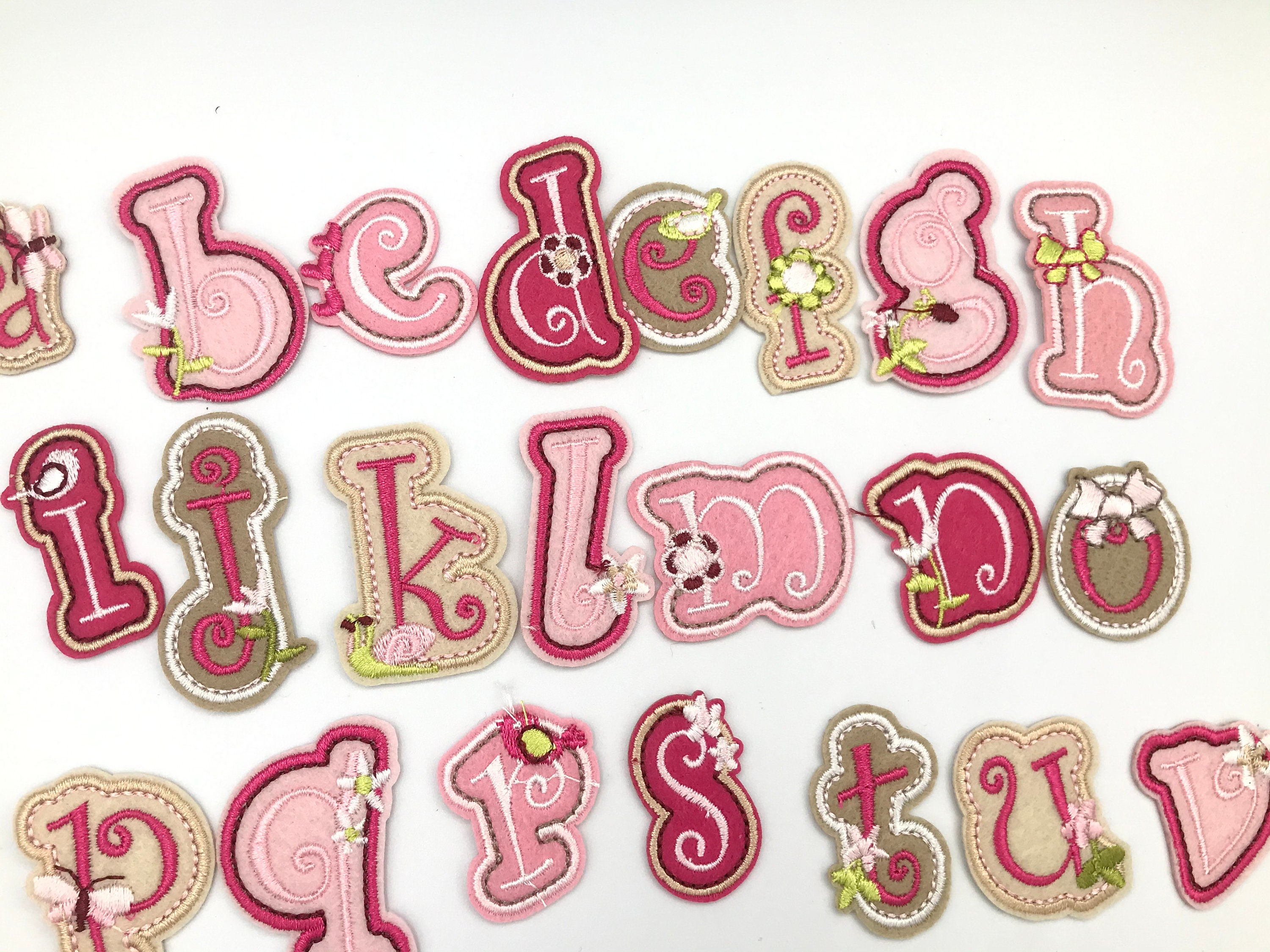1 Set Pink Embroidered Alphabets AZ Letters Iron On Patches Etsy
