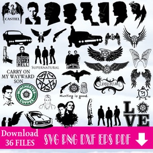 Supernatural Svg, Supernatural Silhouette, Winchester Svg, Castiel Stencil, Sam and Dean Stencil, Cricut Silhouette Svg, Bundle Svg,