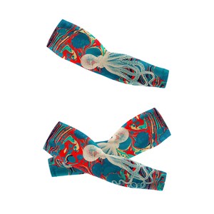 Marbled Paper Octopus Blob by Pepe PsychePrinted Long Arm Sleeves Long Arm Warmers,Gift For Lady