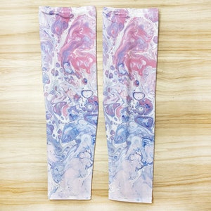 Pink and Blue Water Abstract Illustration Printed Long Arm Sleeves Long Arm Warmers,Sun Protection Sleeve.Drive UV Protection image 2