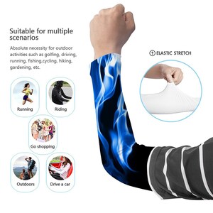 Blaze Blue Arm Cover,Arm Sleeves,UV Sunscreen Sleeve Camouflage sleeves cooling sleeves Long Arm Cover image 4