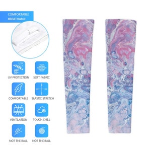 Pink and Blue Water Abstract Illustration Printed Long Arm Sleeves Long Arm Warmers,Sun Protection Sleeve.Drive UV Protection image 9