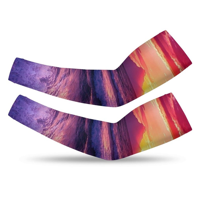 Sunburst Rainbow Colors Arm Cover,Arm Sleeves,UV Sunscreen Sleeve Camouflage sleeves cooling sleeves Long Arm Cover image 6
