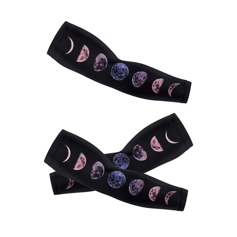 Purple Moon Phases Printed Long Arm Sleeves Long Arm Warmers,Gift For Lady image 6