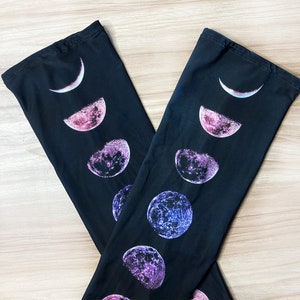 Purple Moon Phases Printed Long Arm Sleeves Long Arm Warmers,Gift For Lady image 10