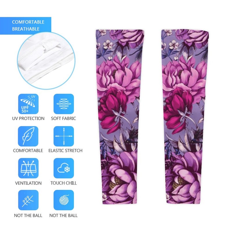 Peony Flower Magic Printed Long Arm Sleeves Long Arm Warmers,Sun Protection Sleeve.Drive UV Protection.Must Have Driving Supplies For Ladies image 5