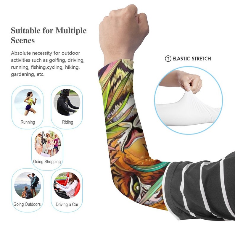Tiger Printed Long Arm Sleeves Long Arm Warmers,Sun Protection Sleeve.Drive UV Protection. Kids&Adult image 4