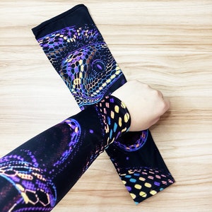 Colorful Neon Snake Pattern Arm Cover,Arm Sleeves,UV Sunscreen Sleeve image 10