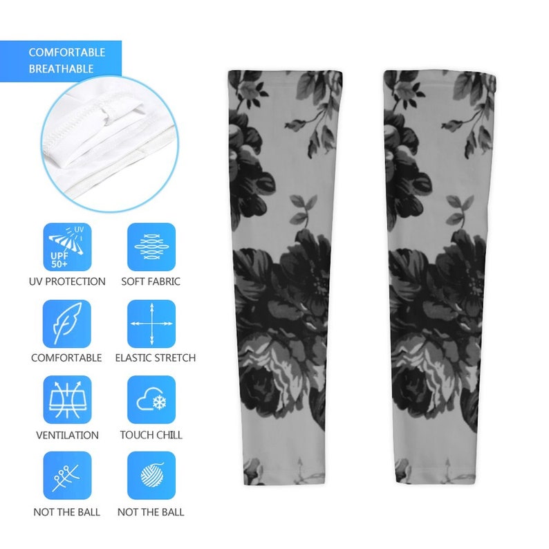 Gothic Floral Style Printed Long Arm Sleeves Long Arm Warmers,Sun Protection Sleeve.Drive UV Protection.Child Arm Sleeves image 7