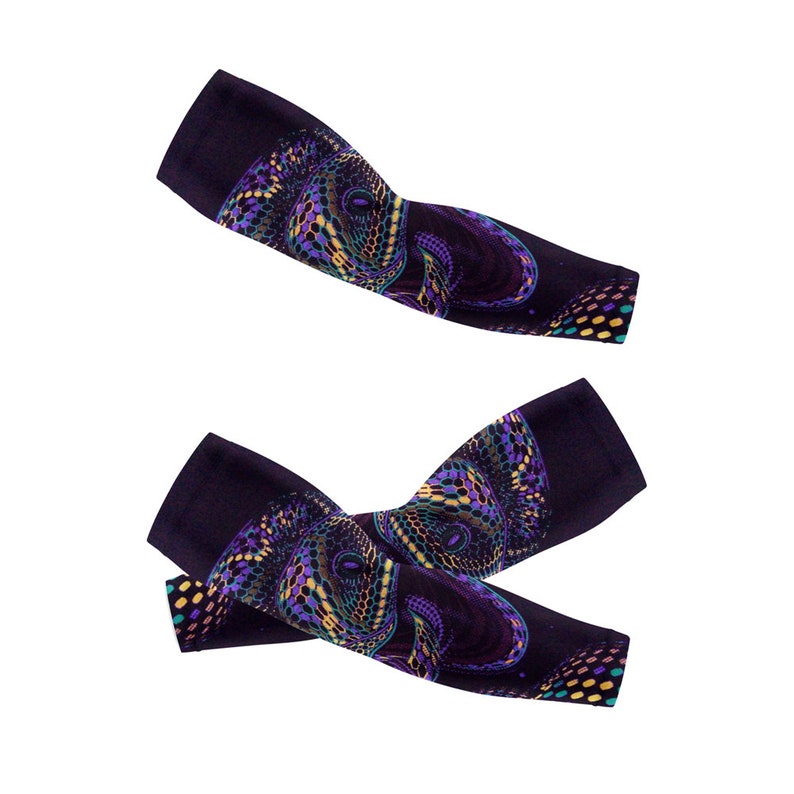 Colorful Neon Snake Pattern Arm Cover,Arm Sleeves,UV Sunscreen Sleeve Purple snake