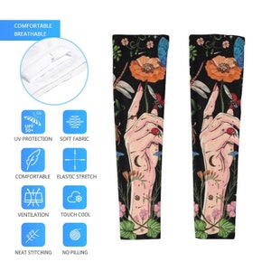 Summer Cicadas Chirping Printed Long Arm Sleeves Long Arm Warmers,Sun Protection Sleeve.Drive UV Protection image 6