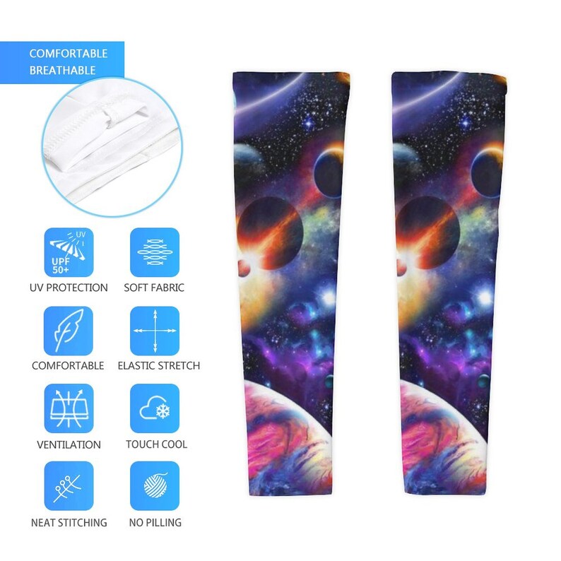 Colorful Universe Arm Cover,Arm Sleeves,UV Sunscreen Sleeve Camouflage sleeves cooling sleeves Long Arm Cover image 7