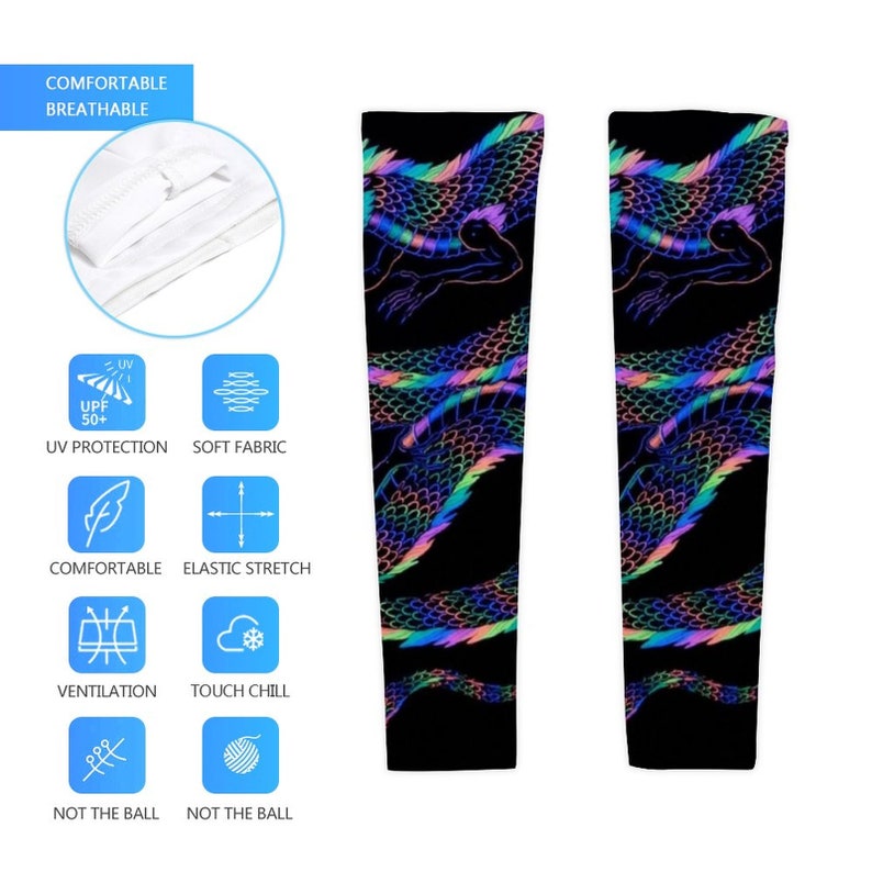 Colorful Neon Snake Pattern Arm Cover,Arm Sleeves,UV Sunscreen Sleeve image 5