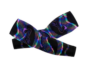 Colorful Neon Snake Pattern Arm Cover,Arm Sleeves,UV Sunscreen Sleeve