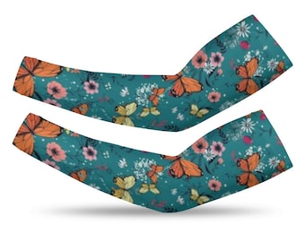 Butterfly Beautiful Flowers Sun Protection Long Arm Sleeves Long Arm Warmers, Kids&Adult