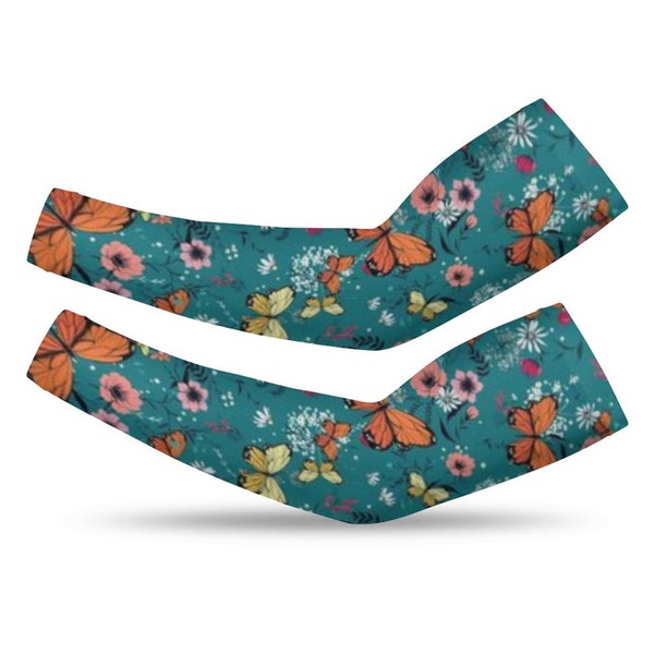 Butterfly Beautiful Flowers Sun Protection Long Arm Sleeves Long Arm Warmers, Kids&Adult