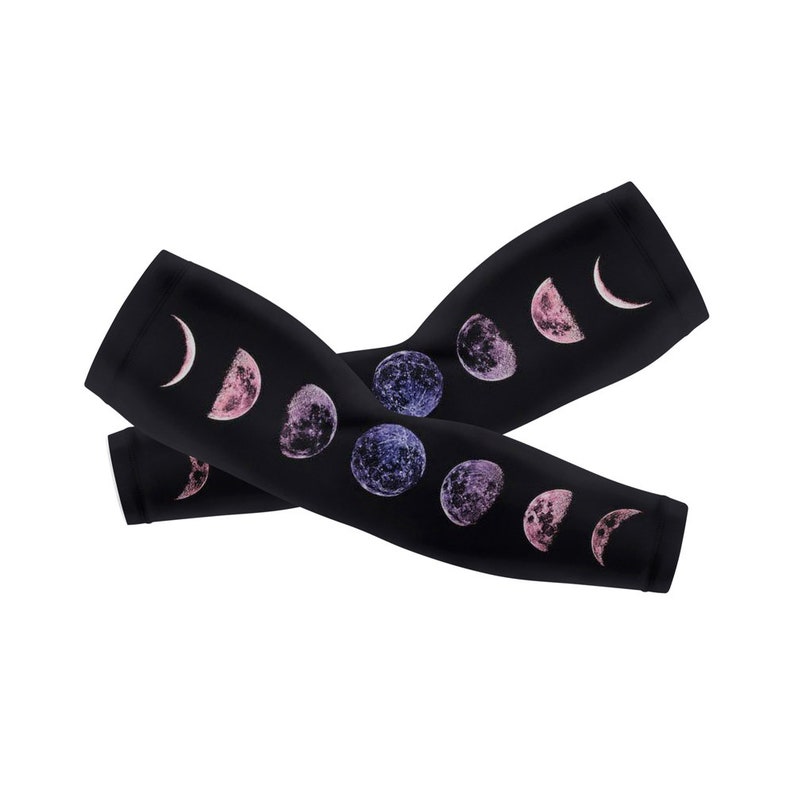 Purple Moon Phases Printed Long Arm Sleeves Long Arm Warmers,Gift For Lady image 4