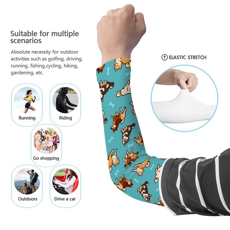 Various Dog Patterns Long Arm Sleeves Long Arm Warmers,Sun Protection Sleeve.Drive UV Protection.Must Have Driving Supplies For Ladies image 6