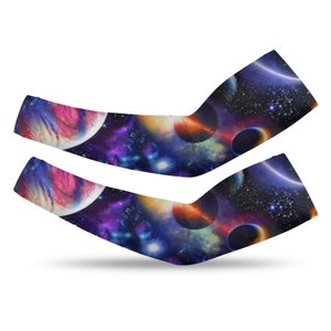 Colorful Universe Arm Cover,Arm Sleeves,UV Sunscreen Sleeve Camouflage sleeves cooling sleeves Long Arm Cover image 2