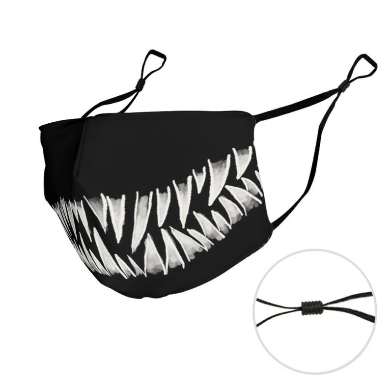 Shark Teeth Pattern Washable Face Mask with PM2.5 Filter .3D Mask Bracket image 3