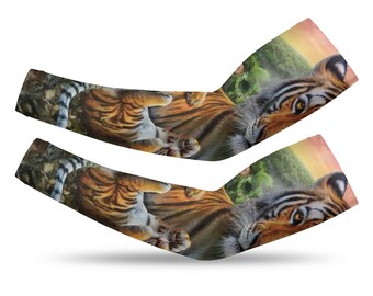 Tigers Family  Printed Long Arm Sleeves Long Arm Warmers,Sun Protection Sleeve.Drive UV Protection. Supplies For Ladies