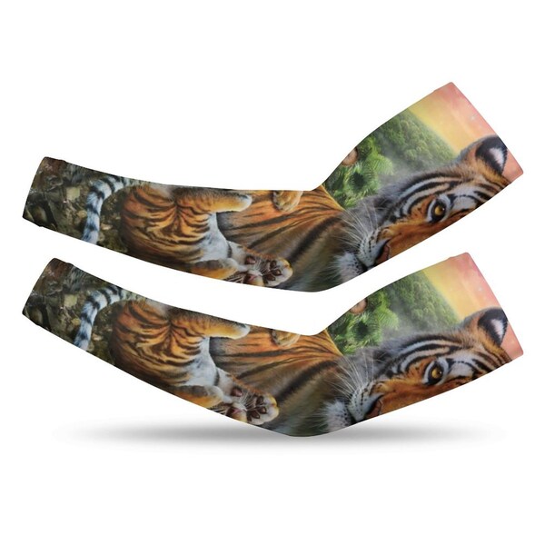 Tigers Family  Printed Long Arm Sleeves Long Arm Warmers,Sun Protection Sleeve.Drive UV Protection. Supplies For Ladies