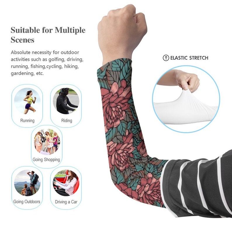 Flower Texture Arm Sleeves,Long Arm Warmers, Arm Sleeves for Woman image 8