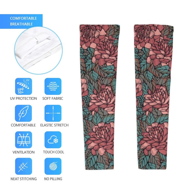 Flower Texture Arm Sleeves,Long Arm Warmers, Arm Sleeves for Woman image 5