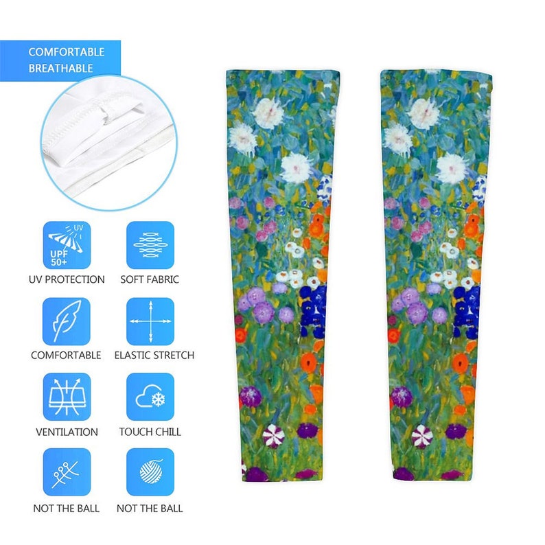 Jardin Monet Style Printed Long Arm Sleeves Long Arm Warmers,Sun Protection Sleeve.Drive UV Protection. image 4