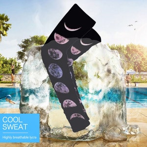 Purple Moon Phases Printed Long Arm Sleeves Long Arm Warmers,Gift For Lady image 8