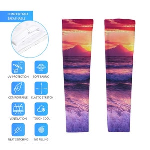 Sunburst Rainbow Colors Arm Cover,Arm Sleeves,UV Sunscreen Sleeve Camouflage sleeves cooling sleeves Long Arm Cover image 4