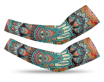 A Pair of Hamsa Arm Sleeves,UV Protection Driving Sleeves