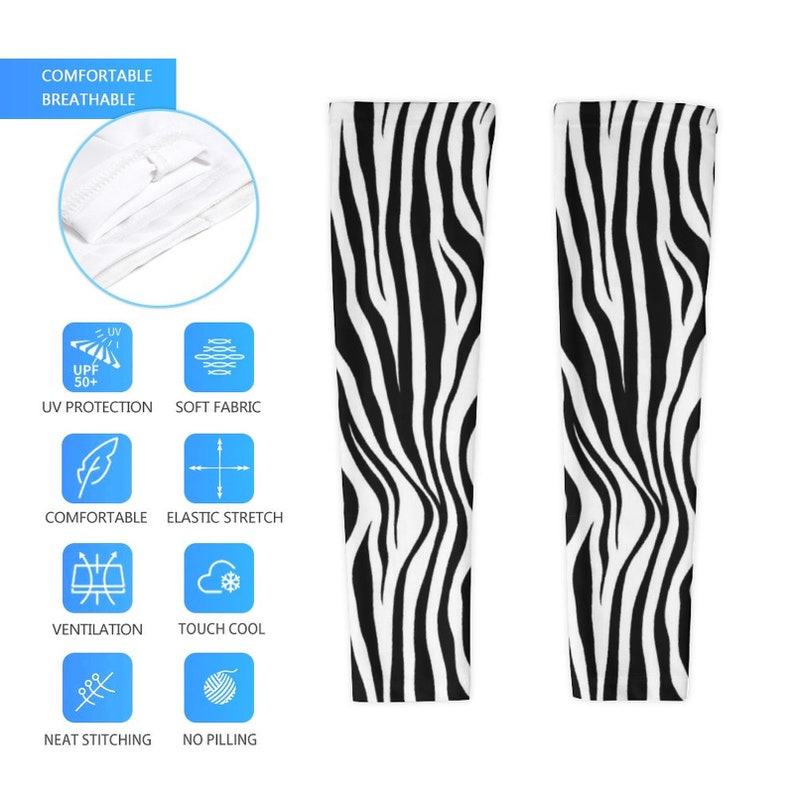 Zebra Seamless Pattern Pattern Arm Cover,Arm Sleeves,UV Sunscreen Sleeve image 6