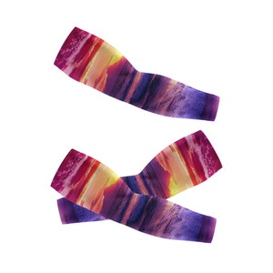 Sunburst Rainbow Colors Arm Cover,Arm Sleeves,UV Sunscreen Sleeve Camouflage sleeves cooling sleeves Long Arm Cover image 2
