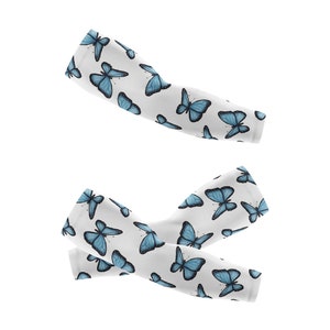 Blue Butterfly Printed Arm Sleeves, Sun Protection Sleeve | Drive UV Protection. Kids & Adult