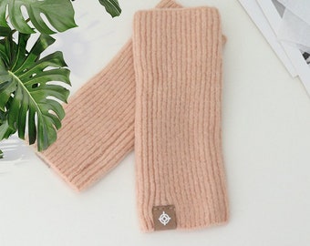 Gants d'hiver pour femmes chauffe-mains en tricot, moufles chaudes et confortables avec trou pour le pouce pour femmes et hommes