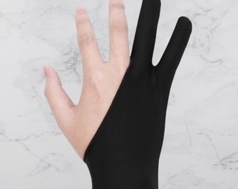 1Pc Drawing Glove Digital Art Glove Tablet iPad Two Finger Smooth Elasticity Breathable Gloves Left or Right Hand