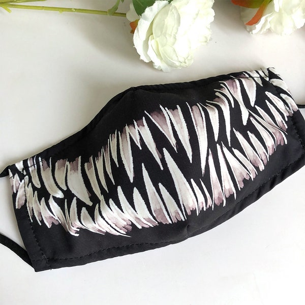 Shark Teeth Pattern Washable Face Mask with PM2.5 Filter .3D Mask Bracket