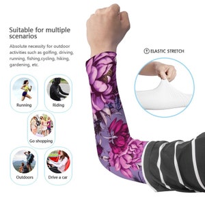 Peony Flower Magic Printed Long Arm Sleeves Long Arm Warmers,Sun Protection Sleeve.Drive UV Protection.Must Have Driving Supplies For Ladies image 7