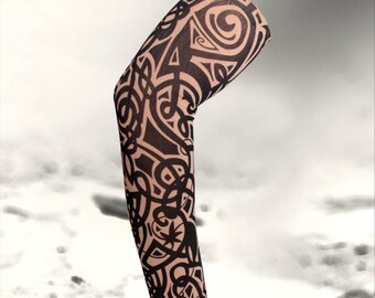 A Pair of Tattoo Arm Sleeves Sunscreen Sleeves Body Art Cosplay Accessories Driving Running Climbing Sleeves