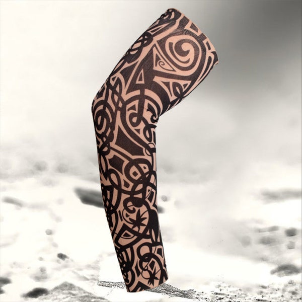 A Pair of Tattoo Arm Sleeves Sunscreen Sleeves Body Art Cosplay Accessories Driving Running Climbing Sleeves