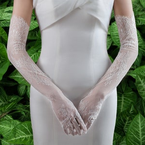 Lace Tulle Long Glove Women's Wedding Gloves Elbow Length Party Prom Opera Gloves Costume Accessory