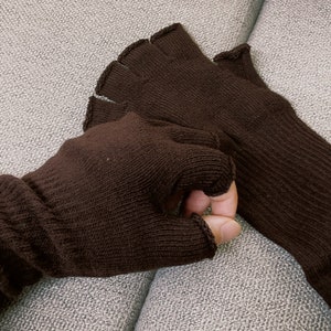 Half-finger Gloves for Women Winter Knit Long Wrist Cuff Mittens Touchscreen Knitted Mittens Arm Warmers
