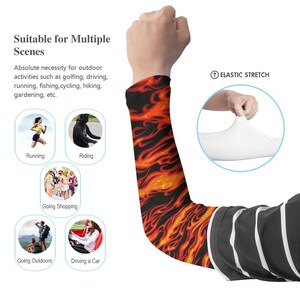 Hot Flames Flower Long Arm Sleeves Long Arm Warmers,Gift For Lady image 4
